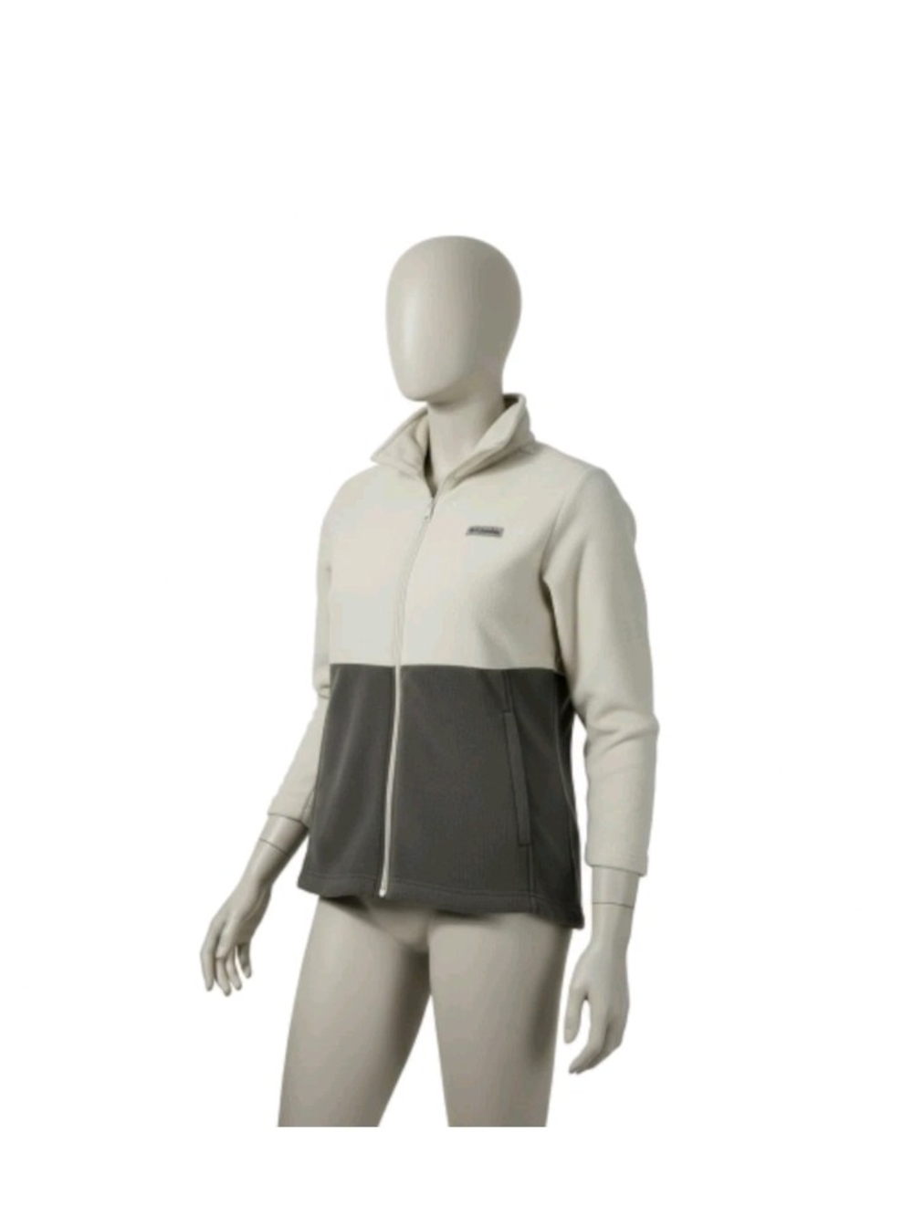 Columbia Two-Tone Fleece Utility Jacket in Cream & Gray